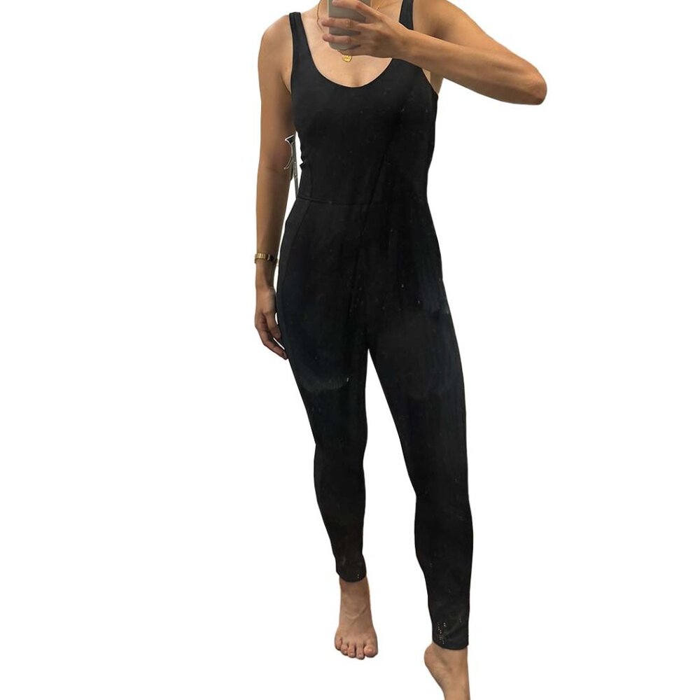 Move Theology Black Ribbed Jumpsuit Size Small